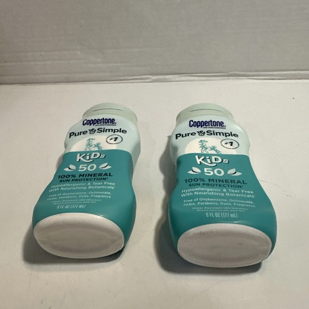 Qty Of‎ 2 Coppertone Pure and Simple Kids Hypoallergenic Sunscreen SPF 50